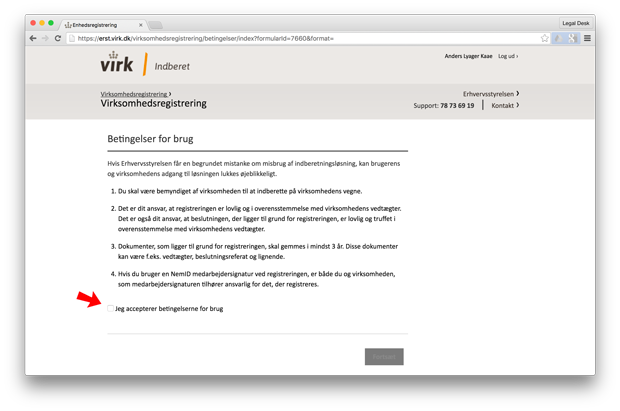 accepter vilkaar på virk.dk