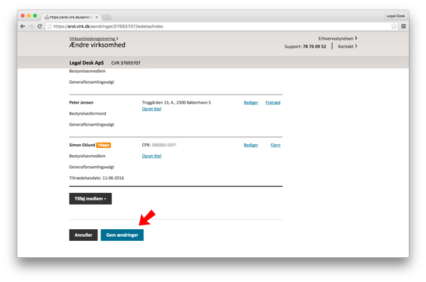 gem aendringer på virk.dk