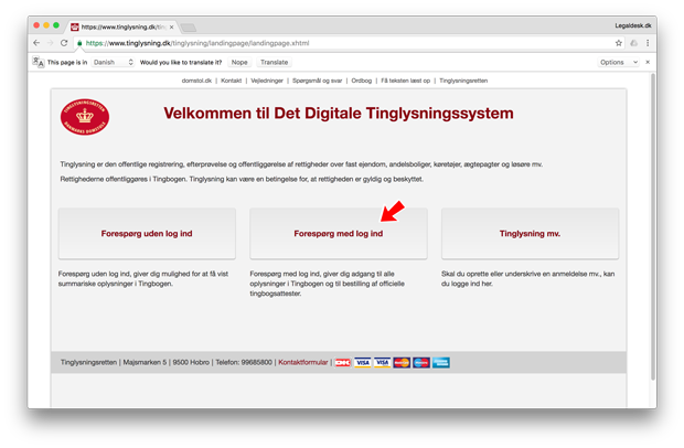 Log på tinglysningen