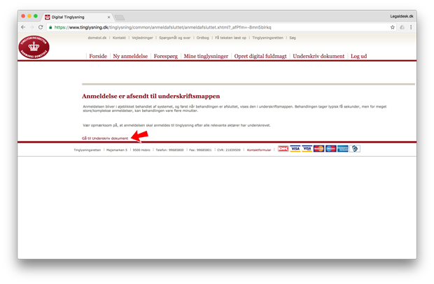 Ægtepagten er sendt til underskriftsmappen