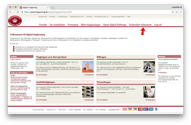Gå til underskriftsmappe