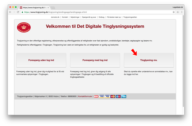 Vælg tinglysning mv.