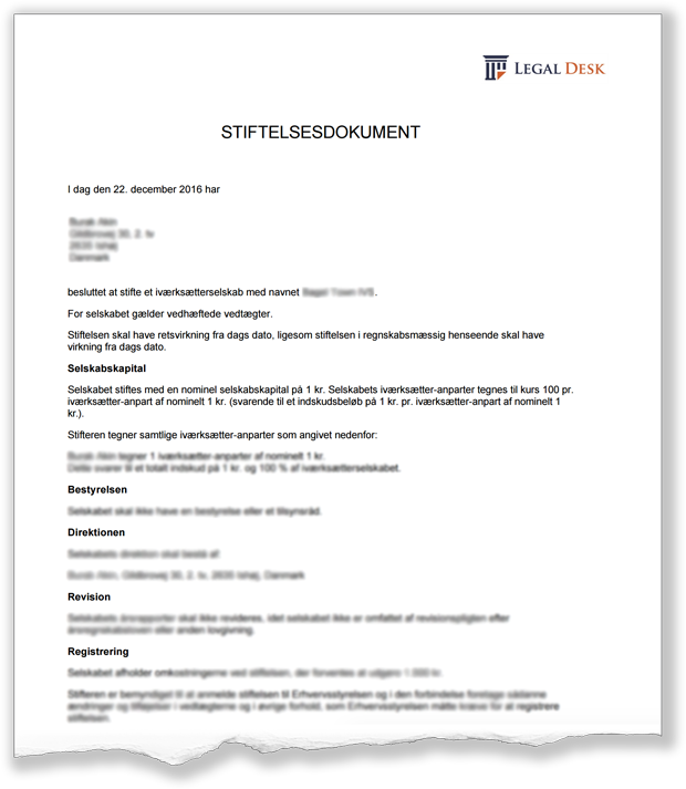 Stiftelsesdokument eksempel Stiftelsesdokument eksempel